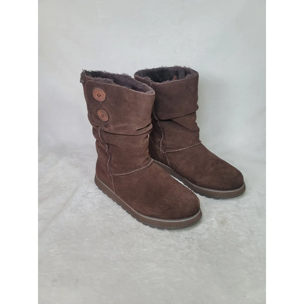 Skechers Australia Chocolate Brown Suede Boots Apres Ski Cabincore Slouch 8.5